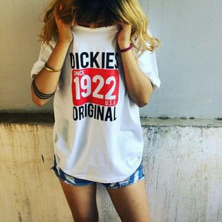 I-107 áo thun tay lỡ form rộng in họa tiết dickies 1922