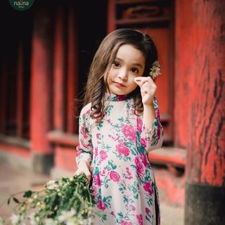 Set mẹ bé áo dài voan in 3d