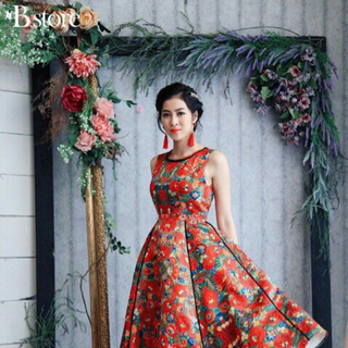 Đầm xoè in họa tiết