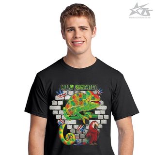 Áo thun nam cotton 100 in 3d kỹ thuật hình tắc kè