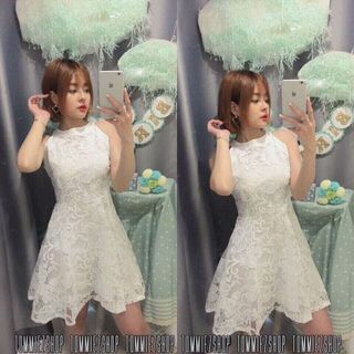 Đầm ren khóa kéo