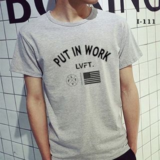 I-111 áo thun tay ngắn chữ put in work