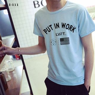 I-111 áo thun tay ngắn chữ put in work