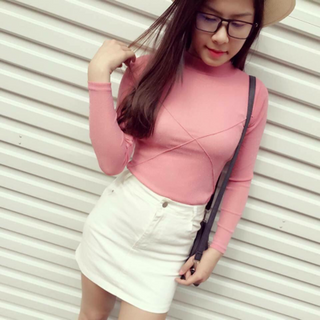 Áo nhũ cổ lọ 2 sọc chéo y hình