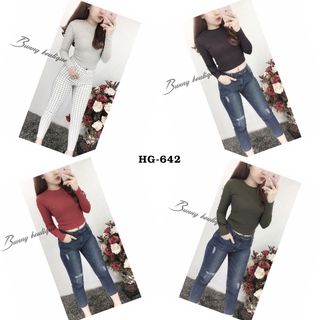 Hg-642 áo nữ body gân cổ tròn