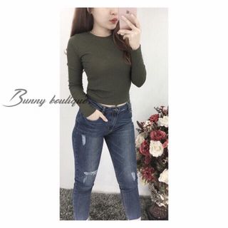 Hg-642 áo nữ body gân cổ tròn