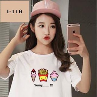 I-116 áo thun croptop họa tiết ly kem