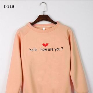I-118 áo thun vây cá tay dài hello how are you
