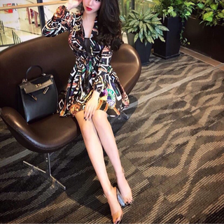 Đầm voan xoè in họa tiết