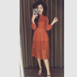 orange lace dress