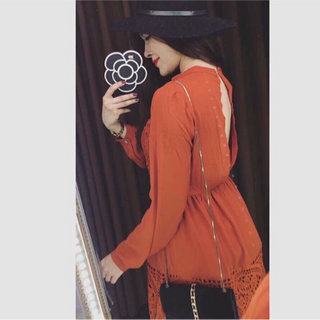 orange lace dress