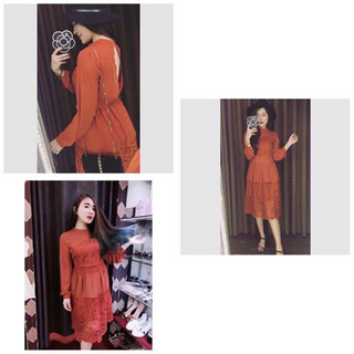orange lace dress