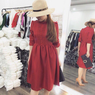 đầm cổ tàu phối ren