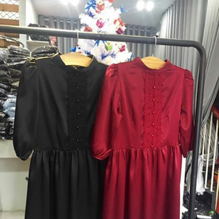đầm cổ tàu phối ren