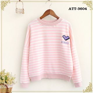 Att-3605 áo thun vây cá tay dài sọc xanh họa tiết sunny