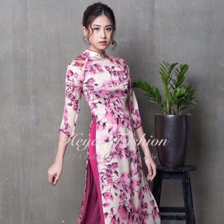 Áo dài hai tà in họa tiết