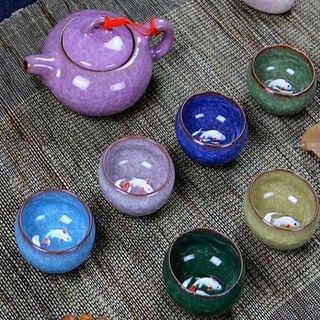 Bộ ấm chén men ngọc 3d hình cá