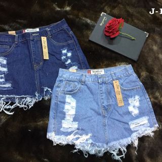 J-107 váy jean nữ rách cào tua ống