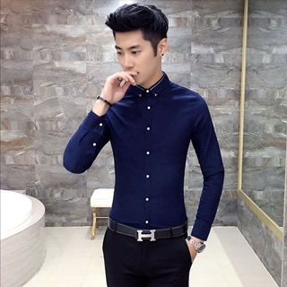 Áo sơ mi trơn nam hàn quốc