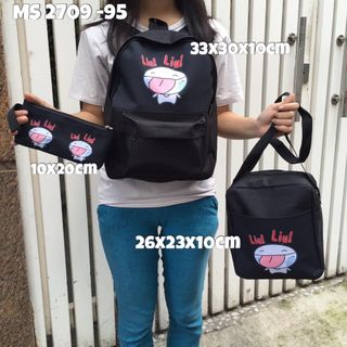 Set balo gồm 3 món in icon dễ thương