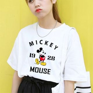 I-134 áo thun tay lỡ form rộng mickey 19 28 mouse