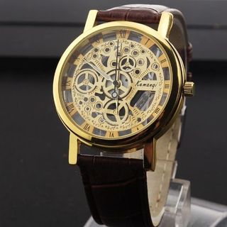 Đồng hồ lộ máy dây da