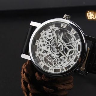 Đồng hồ lộ máy dây da