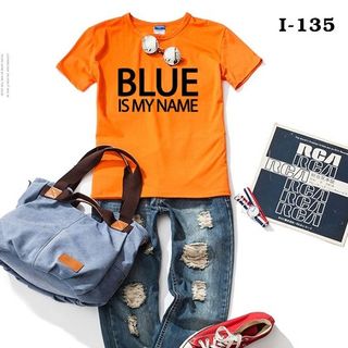 I-135 áo thun tay ngắn blue is my name