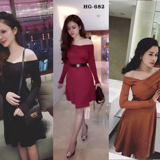 Hg-682 đầm lệch vai