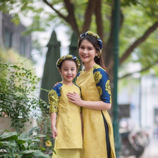 Sét bộ áo dài kèm mấn giá sỉ