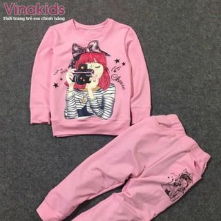 Bộ nỉ bông bé gái dày dặn hàng việt nam