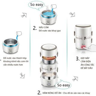 Hộp cơm cắm điện inox 3 ngăn Bear DFH-S2358