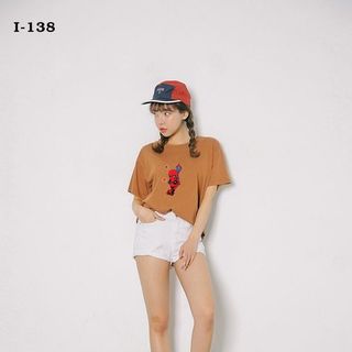 I-138 áo thun tay lỡ form rộng họa tiết người nhện