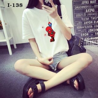 I-138 áo thun tay lỡ form rộng họa tiết người nhện