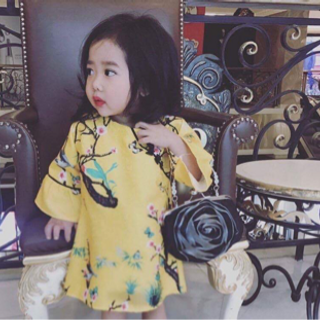 Set váy gấm đào mẹ và bé
