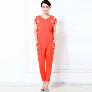 Đồ bộ hoa mùa xuân màu hồng sen