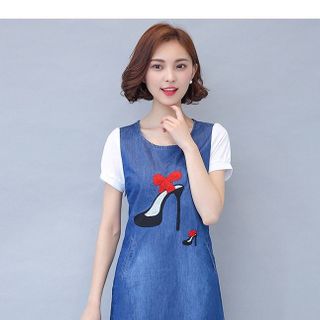 Đầm jean đôi hài thủy tinh cinderella