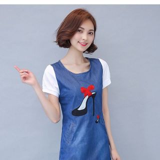Đầm jean đôi hài thủy tinh cinderella