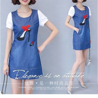 Đầm jean đôi hài thủy tinh cinderella