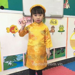 Áo dài cách tân bé gái gấm thượng hải