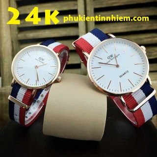 Đồng hồ daniel wellington dw dây vải sọc đỏ