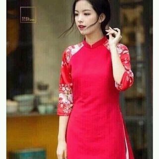 Áo dài cách tân đỏ 269 freeship