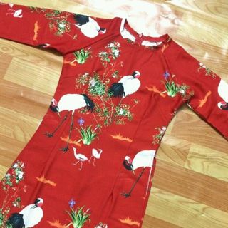 Áo dài cách tân đỏ 269 freeship