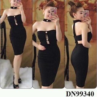 Dn99340 - đầm cúp sexy đính nút