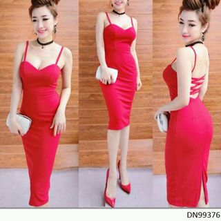 Dn99376 - đầm cúp ngực đan dây lưng sexy