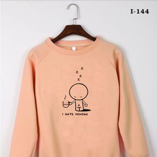 I144 áo thun vây cá tay dài họa tiết i hate monday