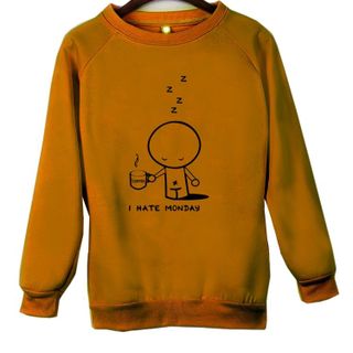 I144 áo thun vây cá tay dài họa tiết i hate monday