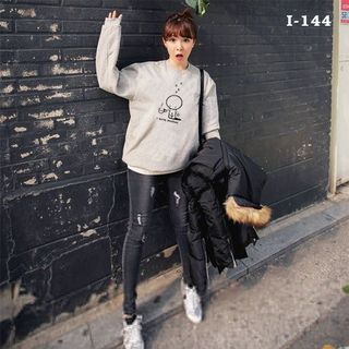 I144 áo thun vây cá tay dài họa tiết i hate monday