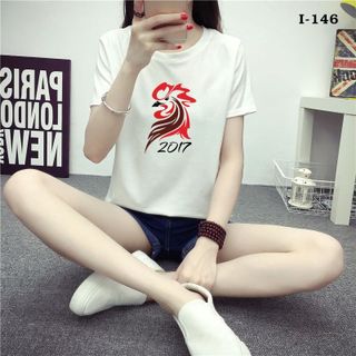 I146 áo thun tay ngắn họa tiết đầu gà 2017