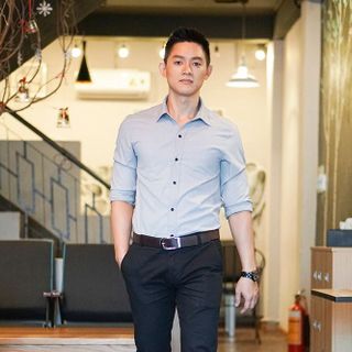 Sm3252 áo sơ mi nam tay dài trơn xám nhạt